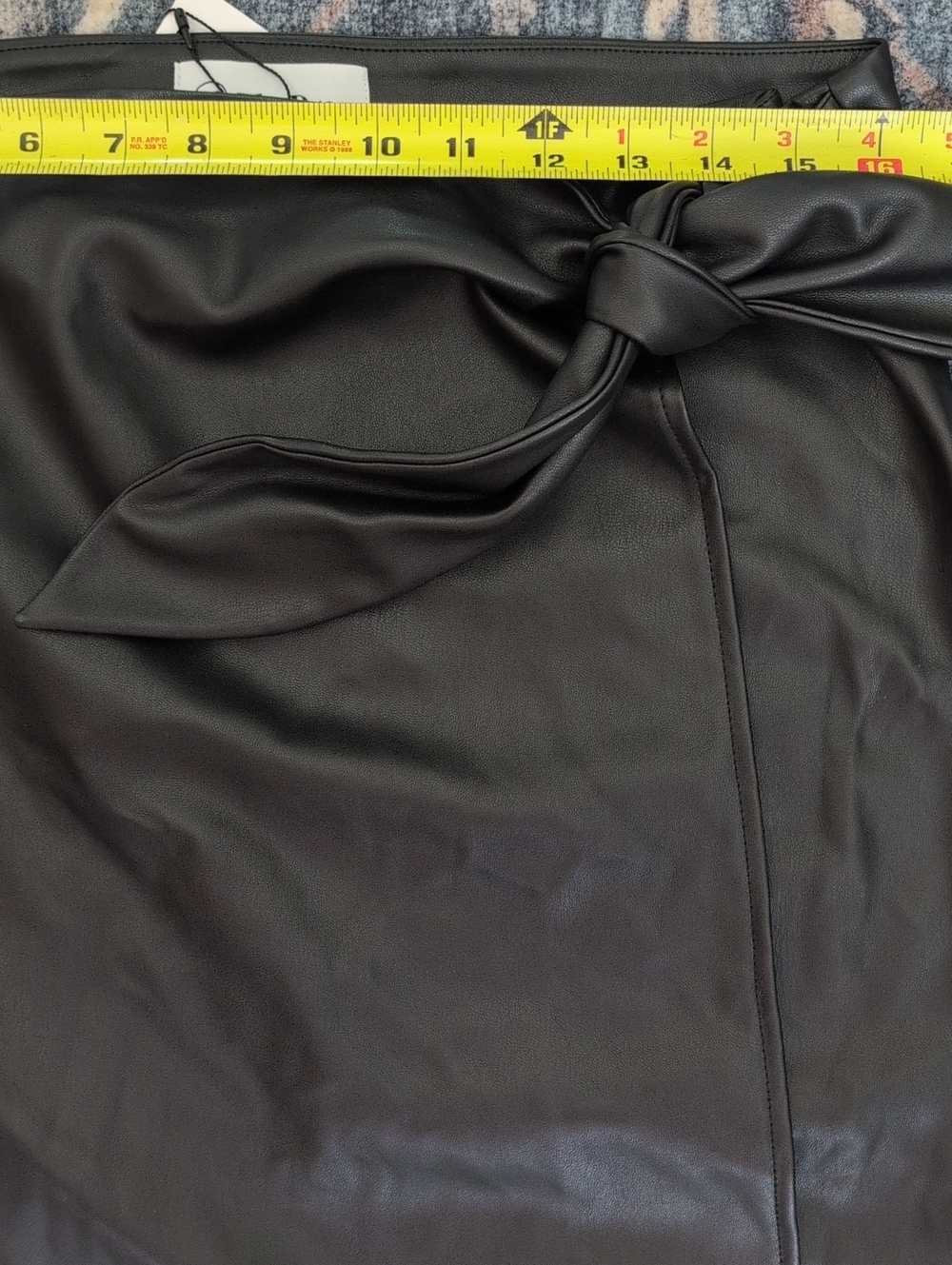 NWT The Drop Black Faux Leather Tie-Waist Midi Skirt - Picture 8 of 8